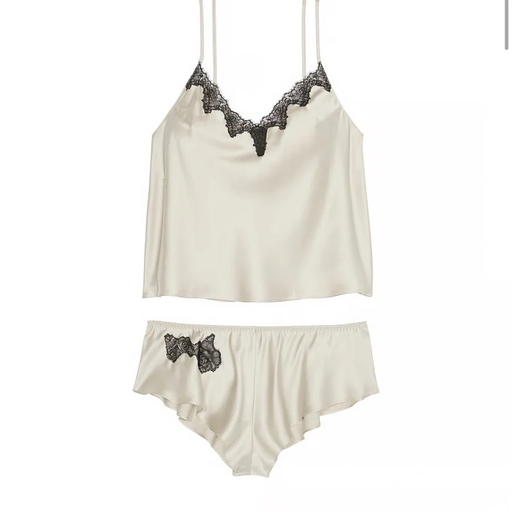 Victoria's Secret Cream and Black Lace Chemise Set - Picture 3 of 9